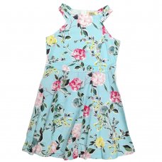 MT902: Girls Mint Floral Dress ( 7-11 Years)
